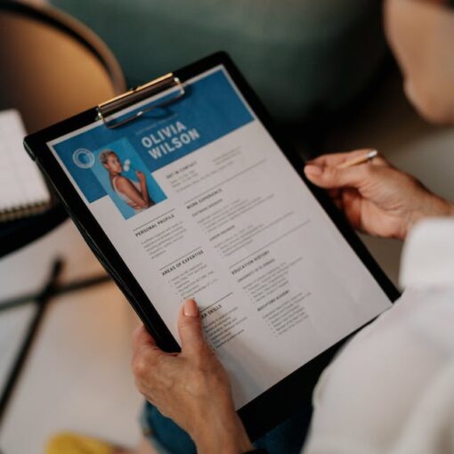 Woman looking at a resume