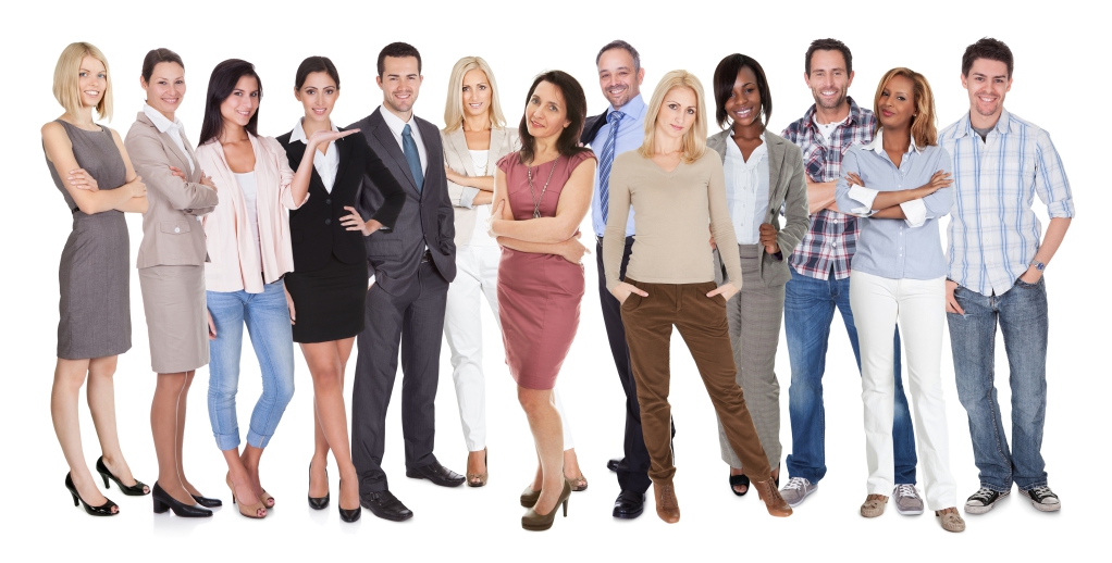 Large group of diverse people. Isolated on white Group of professionals